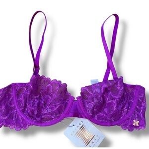 Savage X Fenty Not Sorry Unlined Lace Balconette Bra Purple